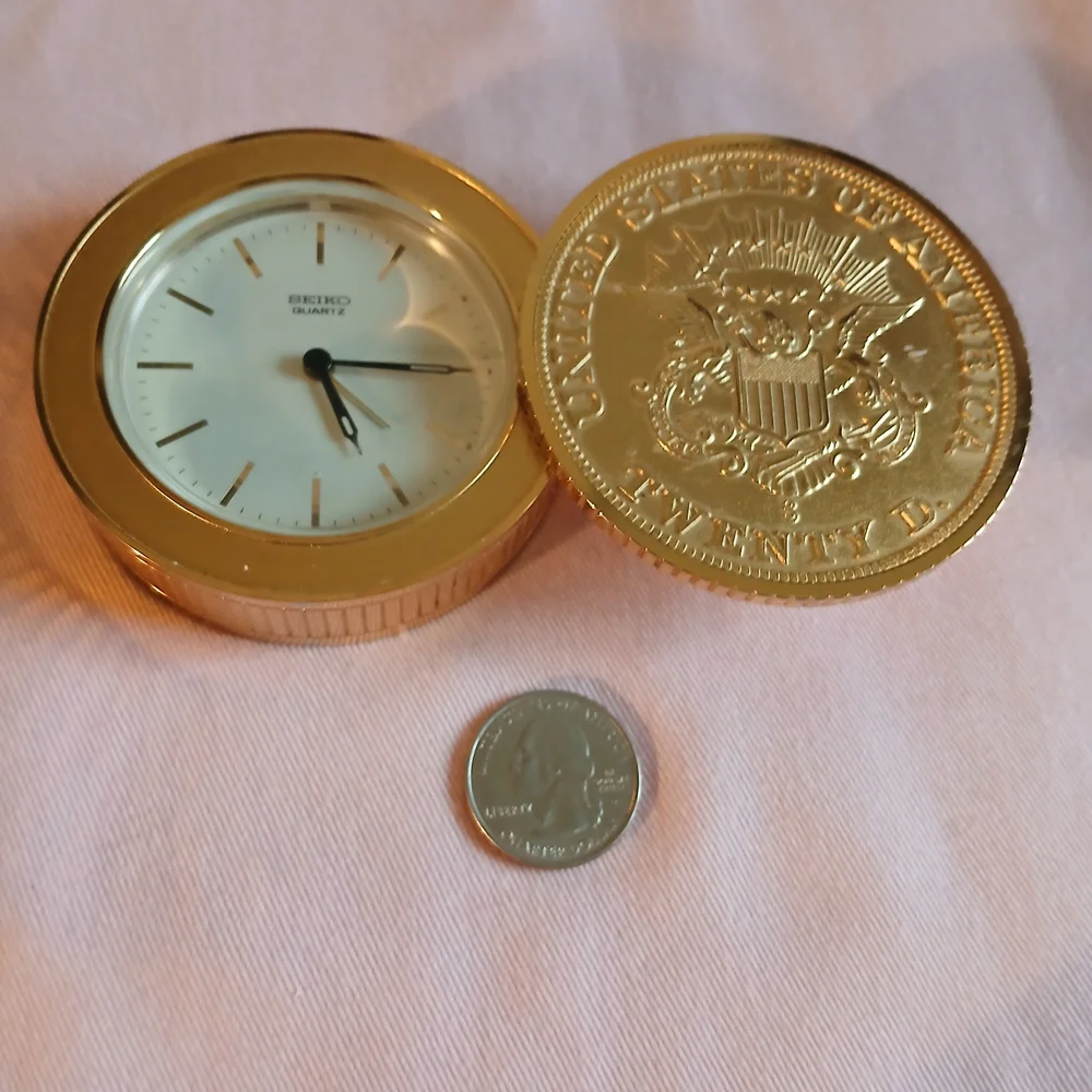 Seiko Gold Travel Desk Clock with White Dial